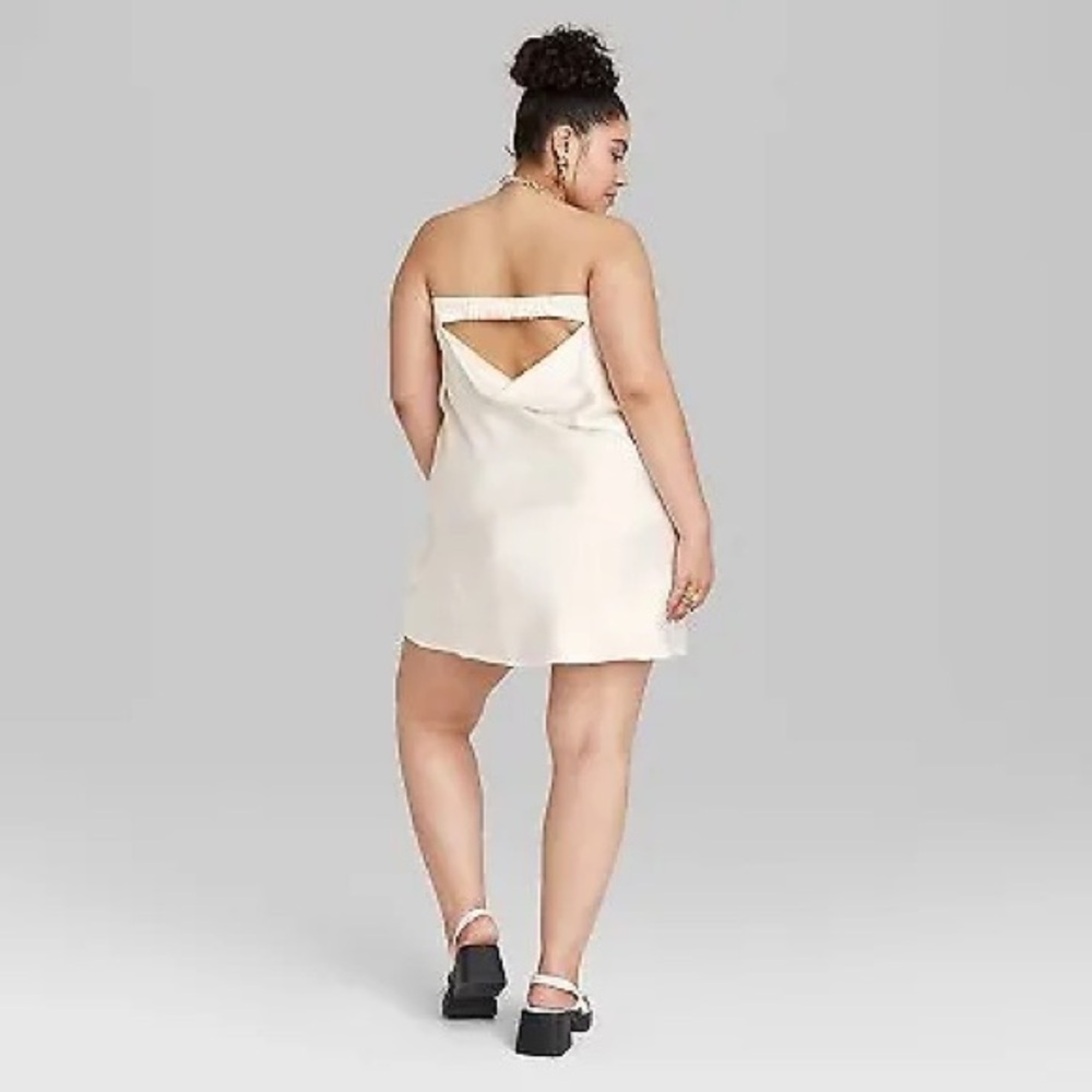 Wild Fable ivory satin tube dress size large
